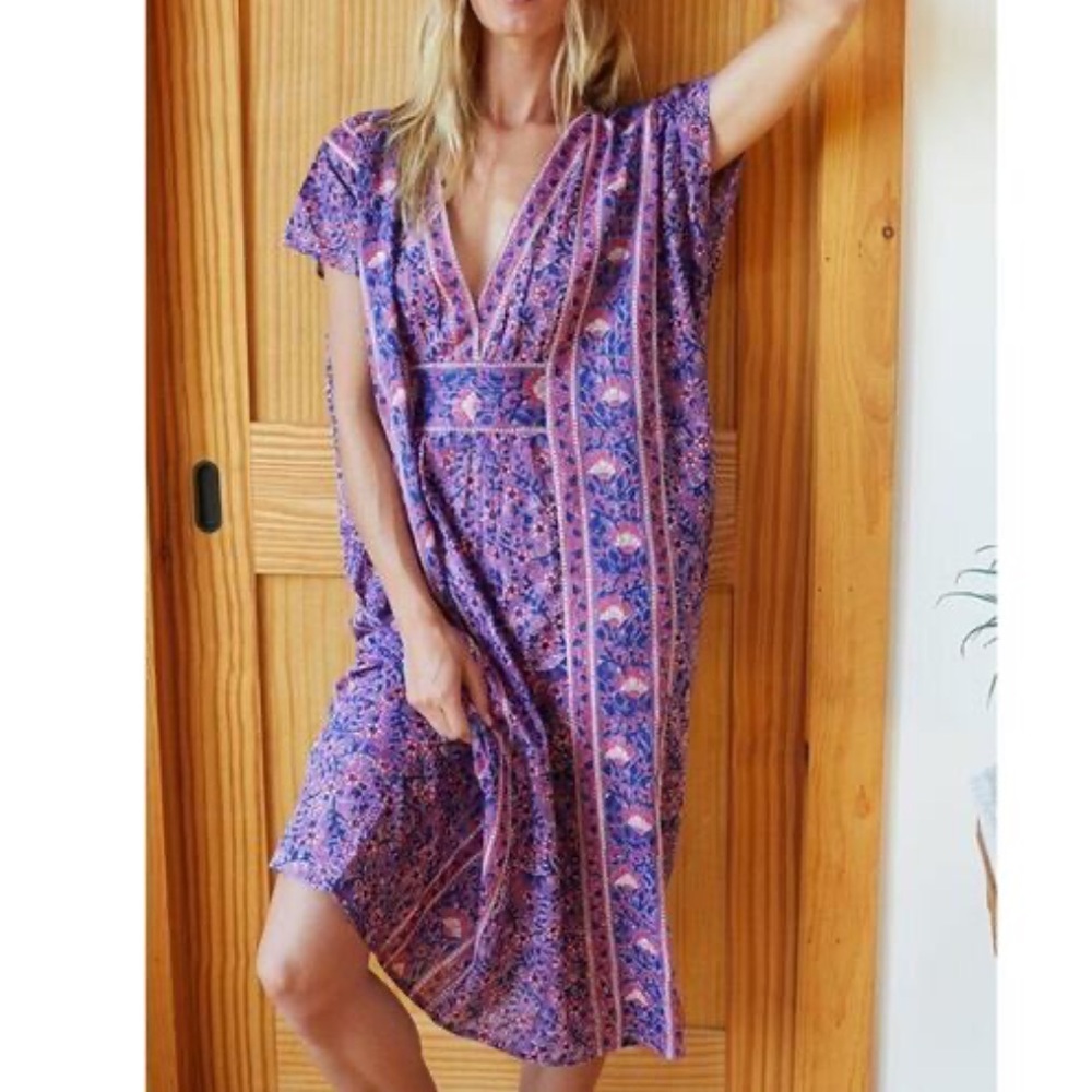 Emerson Fry Purple Floral Midi Dress